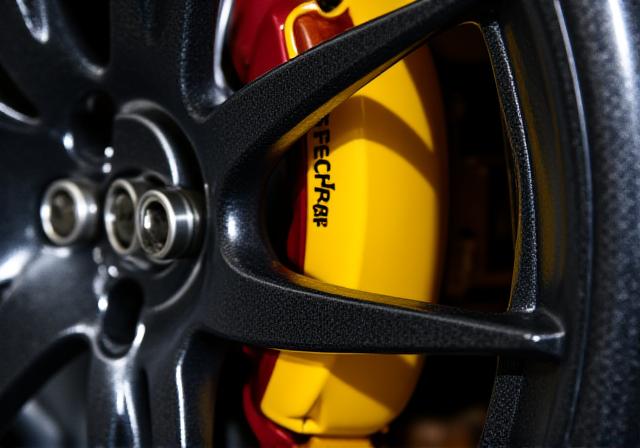 Suspensión deportiva instalada en un coche de alta gama